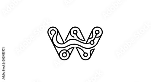 Modern W Letter Circuit Tech Logo Design