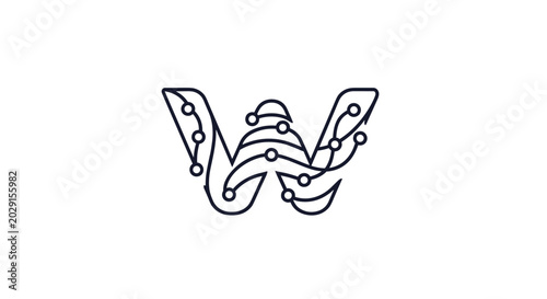 Abstract Letter W Digital Connectivity Technology Logo Design