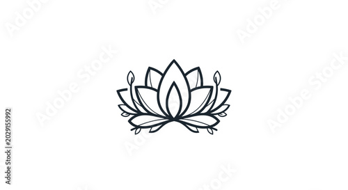 Elegant Minimalist Lotus Flower Line Art Logo Design