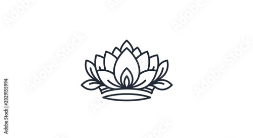 Elegant Lotus Flower Crown Line Art Logo