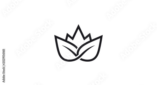 Minimalist Logo Design Abstract Crown With Leaves