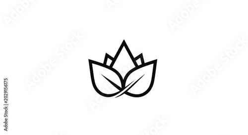 Minimalist Lotus Flower Logo with Leaf Elements