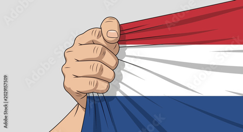 Foto Hand Tearing Dutch Flag
