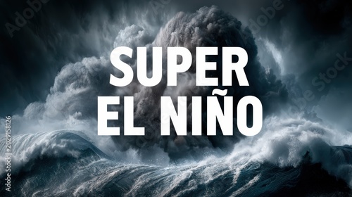 Dramatic Super El Nino Weather Event with Stormy Dark Clouds