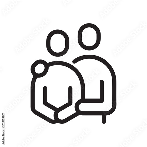 Konstfotografi Thin outline icon man hugs another person
