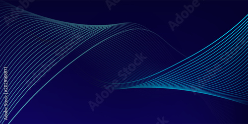 Abstract glowing wave lines on dark blue background. Dynamic wave pattern. Modern flowing wavy lines.eps10