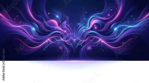 Futuristic abstract background with neon lights and purple hues