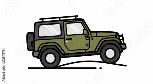 olive green jeep wrangler illustration.