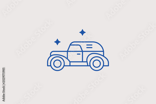 Schilderij op canvas Classic retro station wagon car line icon for vintage family automobile trading portals