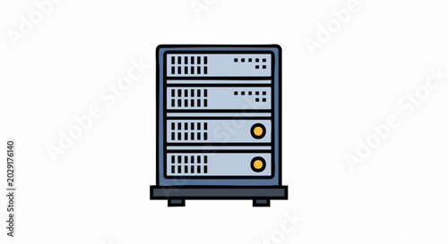 Modern server rack with multiple storage units for data processing.
