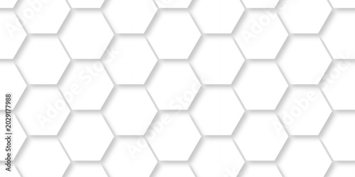 White abstract hexagonal paper background. Luxury digital white grid Pattern. Futuristic emboss honeycomb mosaic white background. geometric mesh cell texture. modern futuristic wallpaper.