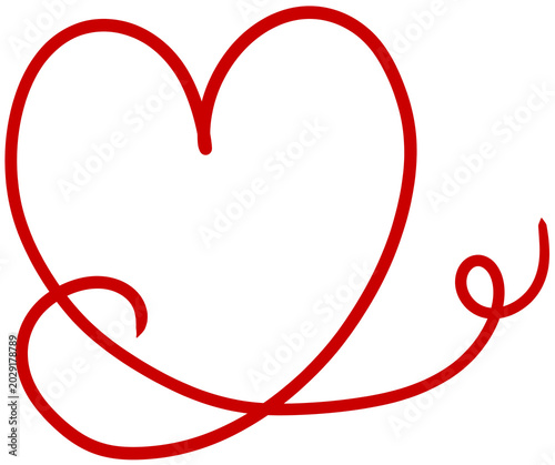 It is a red line drawing of a heart.