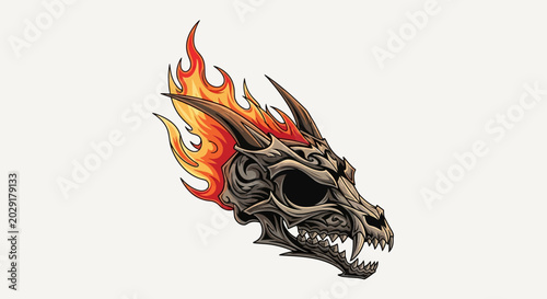 Bilde på lerret Dragon Skull with Fire Horns.