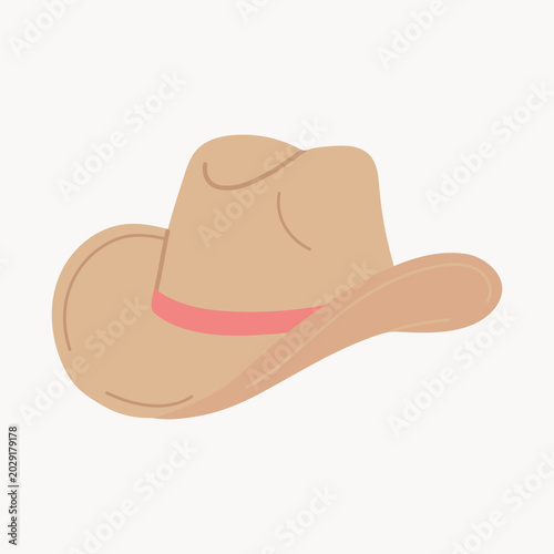 Flat cowboy hat in pastel colors. Western style summer headwear illustration for fashion design, stickers and branding.