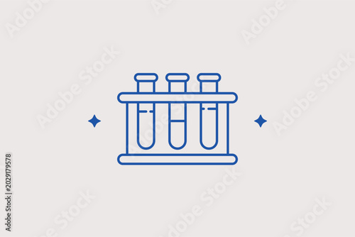 Tableau sur toile Glass laboratory test tubes rack line icon for school chemistry experiment guidebooks
