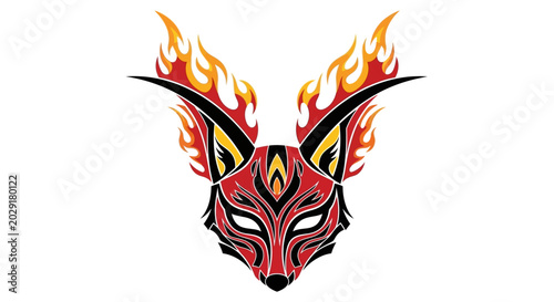 Canvas-taulu Flaming Red Fox Head Illustration.