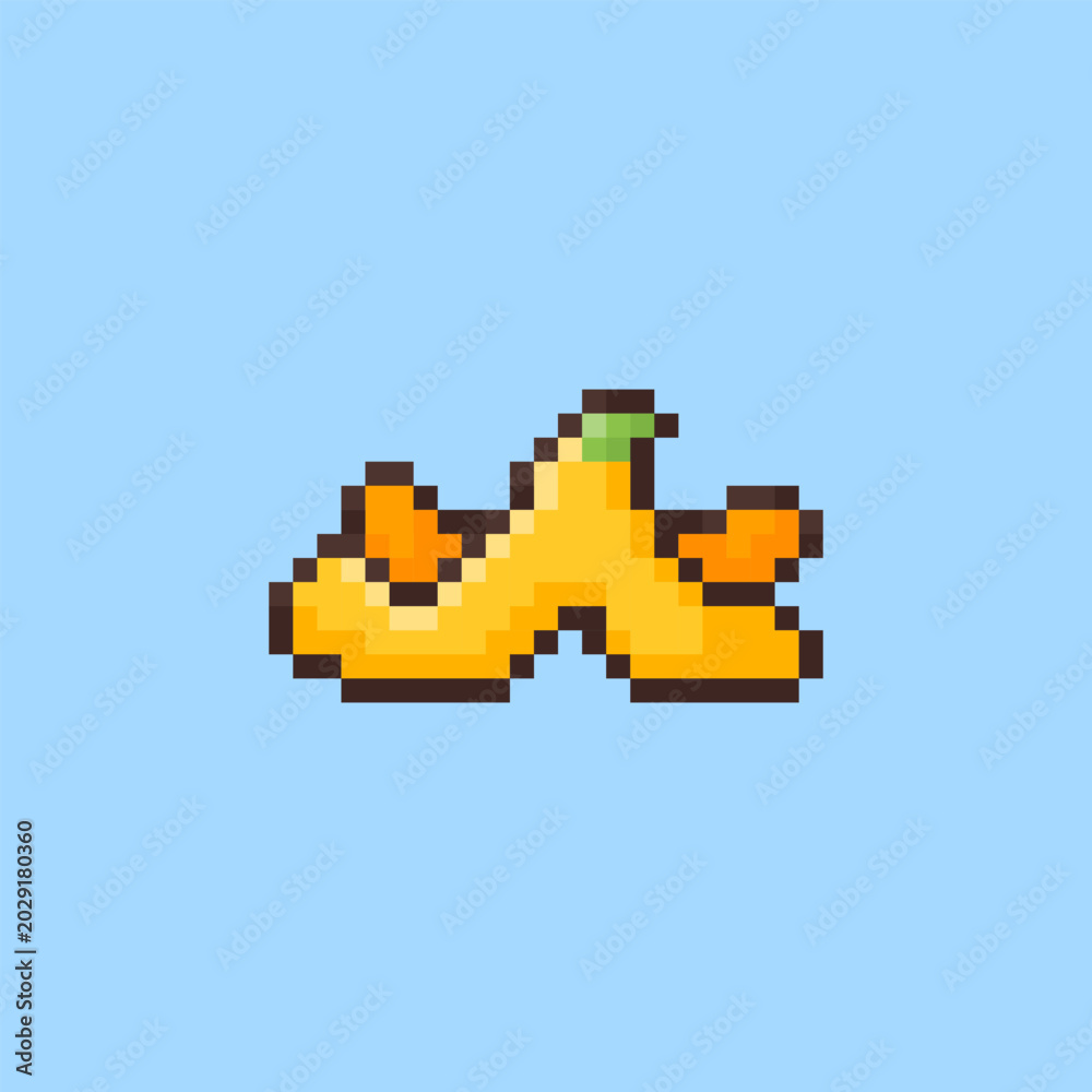 Fototapeta premium Pixel art Banana Peel game asset design
