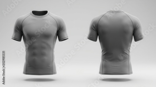 Sun protection grey short sleeve rash guard garment for water sports.
