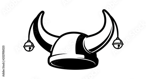 Cuadro en lienzo Jester Hat Icon with Bells - Clown Hat Silhouette Vector Art