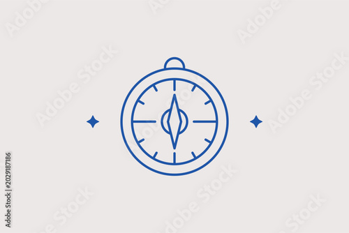 Foto Circular navigation compass line icon for adventure quest radar map interfaces