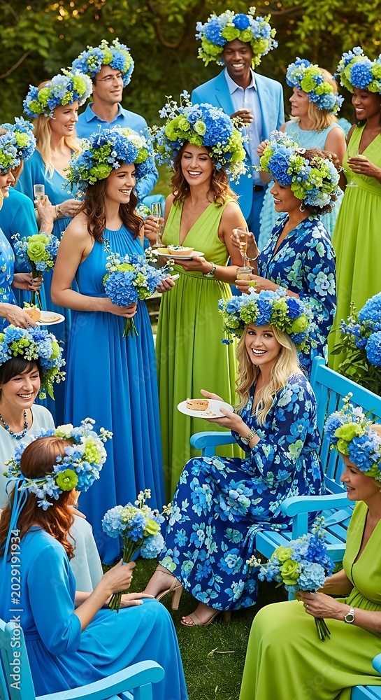 Naklejka premium Group of People Celebrating at an Outdoor Garden Party.