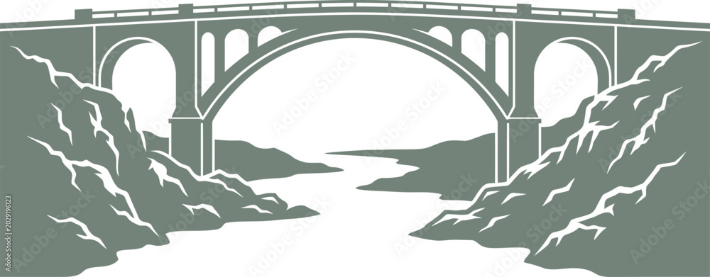 Fototapeta premium High arch bridge connecting rocky cliffs over a river