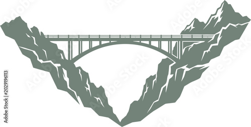 Fotografía High arch bridge between steep mountain cliffs