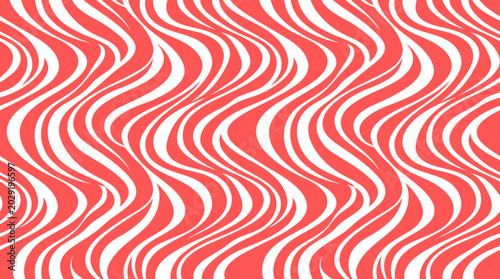 Obraz na plátně The vibrant wavy pattern stretches across the red and white abstract design