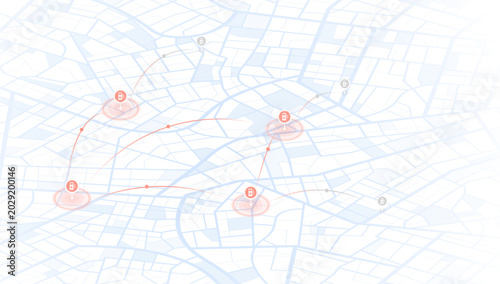 Принти на полотні Isometric digital city map showing gas station locations and service coverage zo