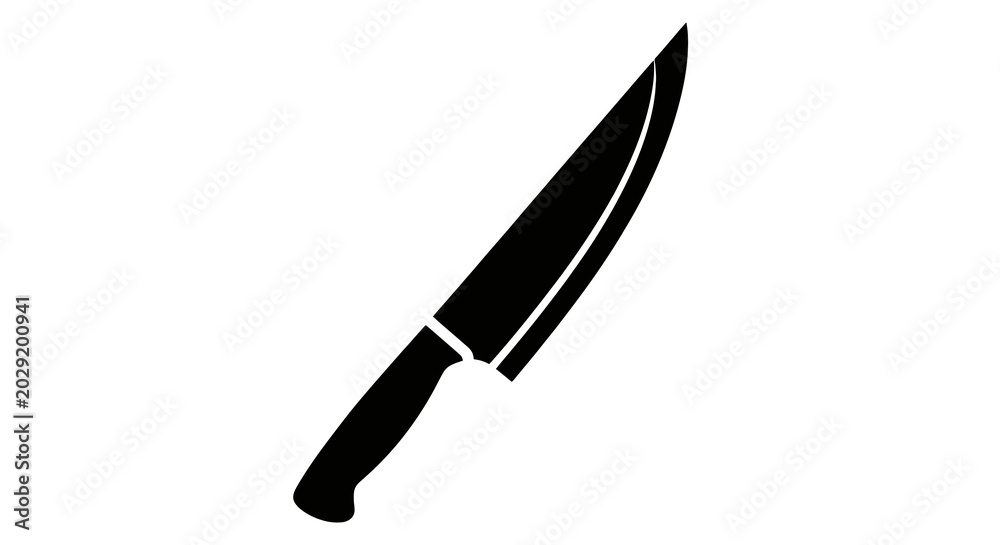 Foto Black kitchen knife with handle.