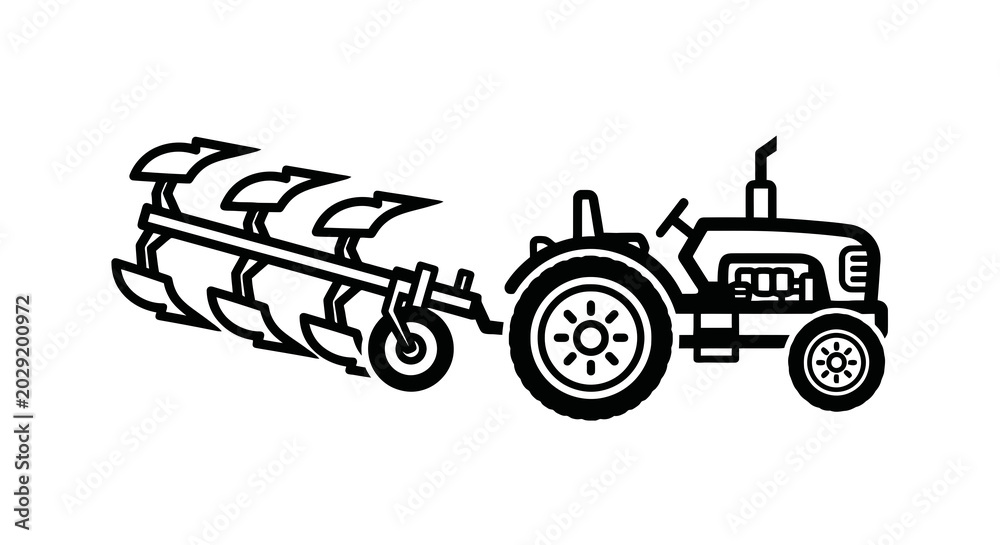 Fotografia Tractor with plow equipment attached side.