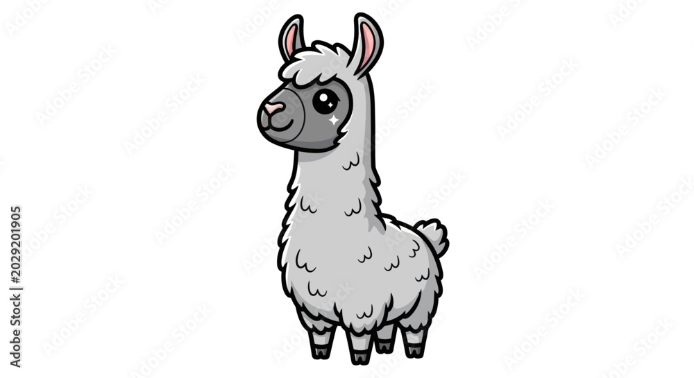 Fototapeta premium Cute Cartoon Llama Illustration - Adorable Animal Character Design