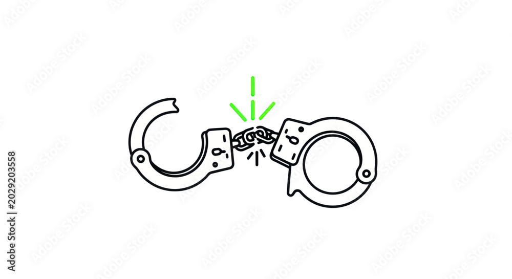 Εκτύπωση καμβά Broken Handcuffs Symbolizing Freedom and Escape