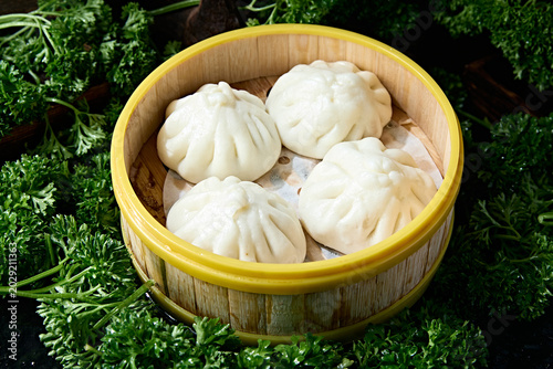 Steamed handmade pork buns for breakfast