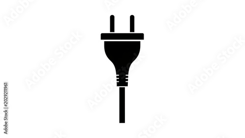 Simple black and white illustration of a standard two prong electrical plug on a white background