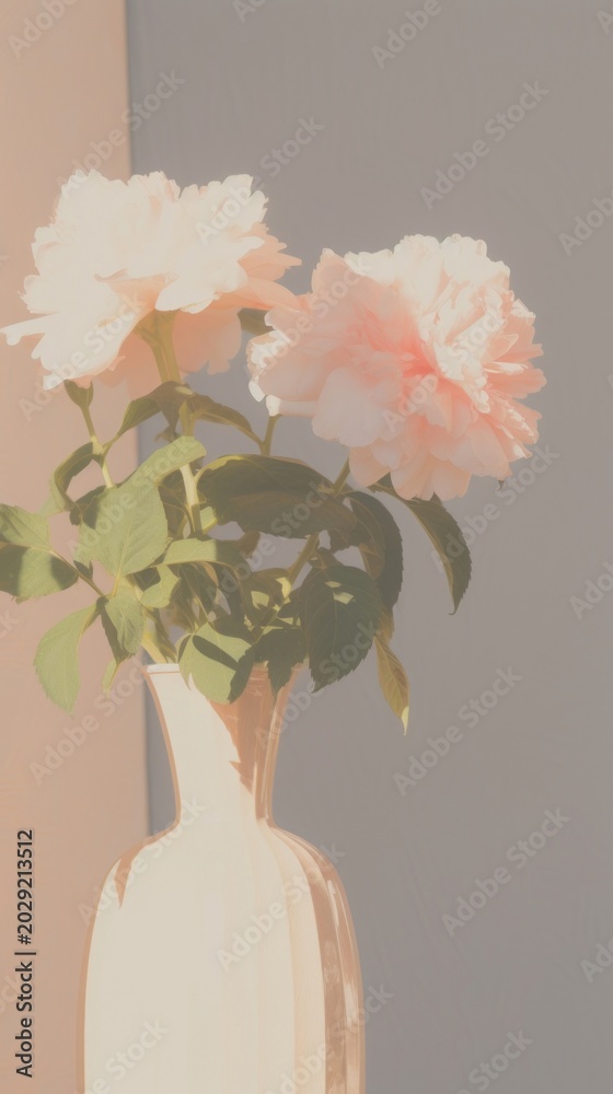 Fototapeta premium Flower in the vase plant rose wall.