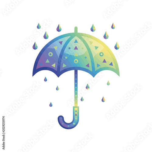 Photography Colorful umbrella with raindrops falling 1.