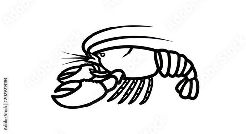 Stylized Black and White Shrimp Outline on White Background for Graphic Design and Logo Creation