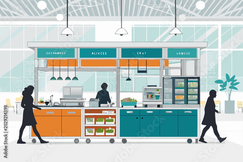 Foto Futuristic Public Kitchen Incubator Background Wit