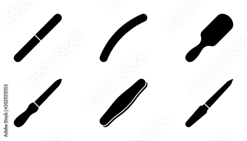 Photos Nail Care Tools Vector Icons Set, Manicure Equipment Silhouettes, Pedicure Instr