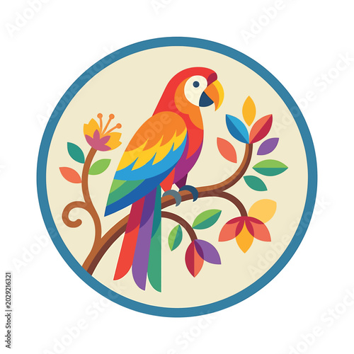 Φωτογραφία Colorful Parrot Perched on Branch 2.