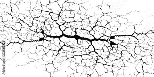 Tableau sur toile Black cracks pattern texture on a high contrast abstract surface