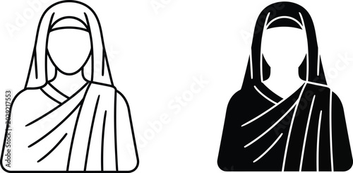 Quadro su tela Two women wearing traditional draped clothing