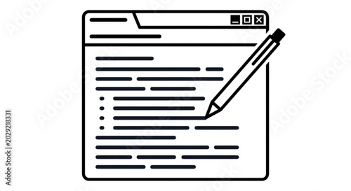 Foto High quality vector image of a web browser interface window with lines of code b