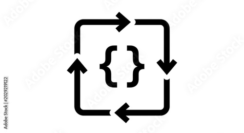 Tableau sur toile Simple black and white vector image showcasing standard curly braces code syntax