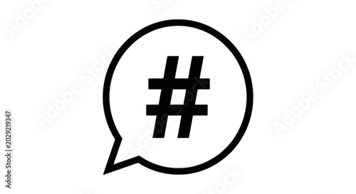 Konstfotografi Bold black and white vector image showcasing a singular classic pound hashtag sy