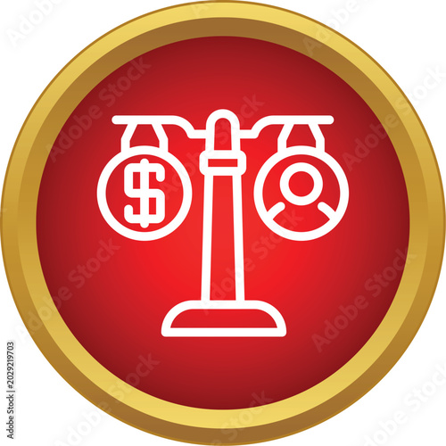 Quadro em tela Icon weighing dollar sign and human profile illustrating ethical finance decisio