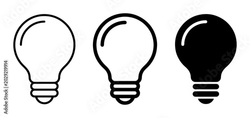 Foto Lightbulb Icons Set, Simple Incandescent Bulb Graphics, Idea Symbol Vector Colle