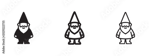 Quadro su tela Garden Gnome Icon Set for Lawn Decoration and Whimsical Design