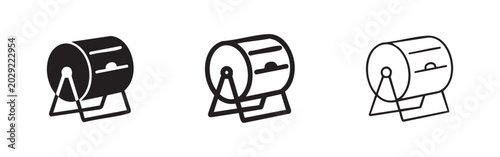 Foto Set of 3 Lottery Drum Icons: Solid, Outline, and Detailed Outline
